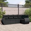 vidaXL Set Divani da Giardino 5 pz con Cuscini in Polyrattan Nero