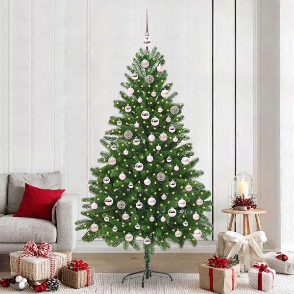 vidaXL Albero di Natale con 300 LED con supporto Verde 210 cm PE