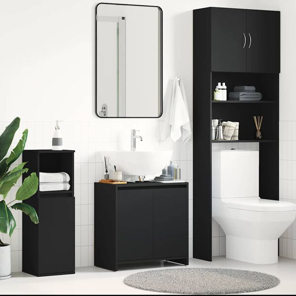 vidaXL Mobile da Bagno Nero 60x33x61 cm in Legno Multistrato