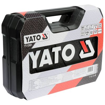YATO Set cricchetto chiavi a tubo in metallo Nero 94 pezzi YT-12681