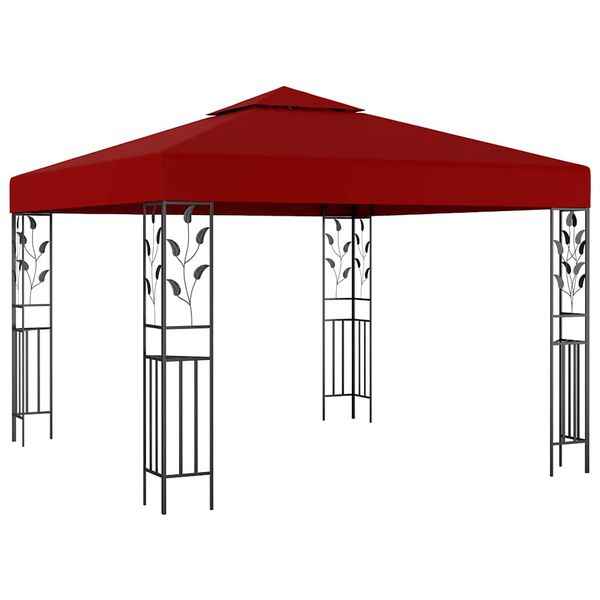 vidaXL Gazebo con Stringa di Luci LED 3x3 m Rosso Vino
