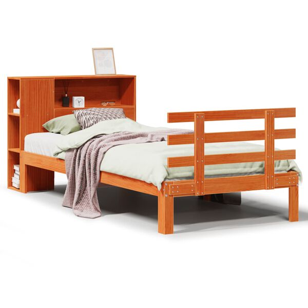 vidaXL Letto Libreria senza Materasso Marrone Cera 75x190 cm in Pino