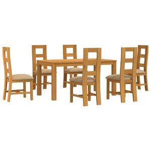 vidaXL Set da pranzo 7 pz Beige Legno di Quercia Massello