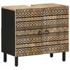 vidaXL Mobile Lavabo da Bagno Nero 62x33x58 cm Legno Massello di Mango