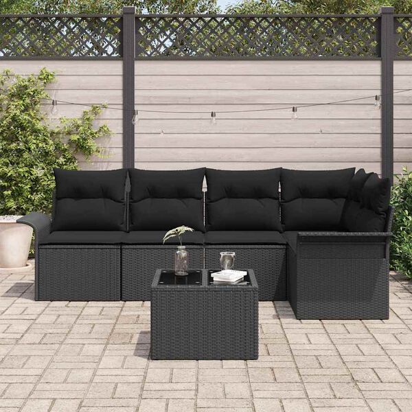 vidaXL Set Divano da Giardino con cuscino 6 pcs polyrattan