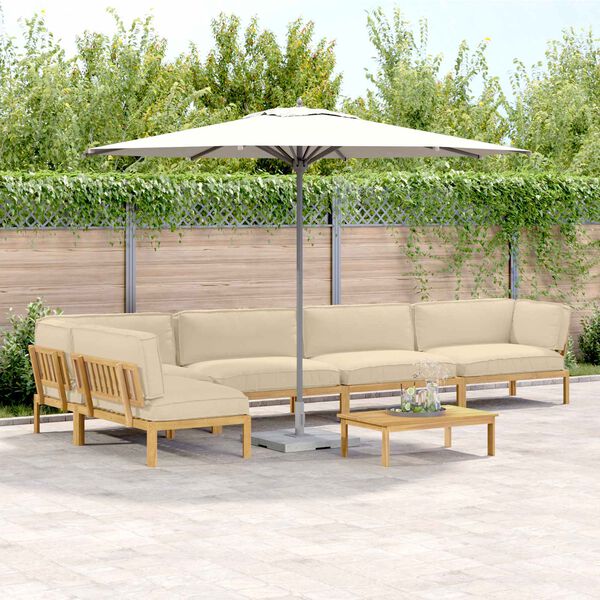 vidaXL Set di divani con cuscino 6 pcs Beige Legno di Acacia Massello