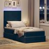 vidaXL Letto con contenitore e LED Blu Scuro 100 x 200 cm Velluto