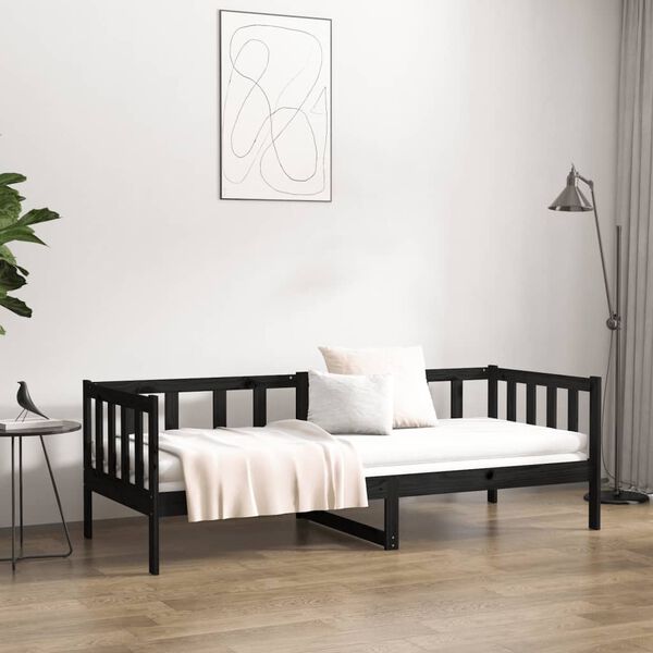 vidaXL Dormeuse Nera 90x190 cm in Legno Massello di Pino