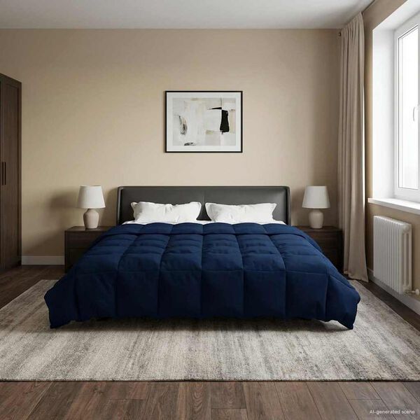 vidaXL Piumone Completo Annuale Blu Scuro 200 x 240 cm Microfibra