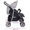 vidaXL Passeggino Gemellare in Acciaio Grigio e Nero