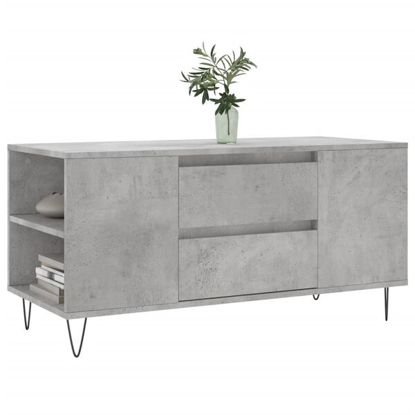 vidaXL Tavolino Salotto Grigio Cemento 102x44,5x50cm Legno Multistrato