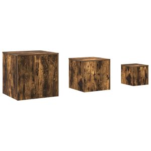 vidaXL Credenze 3 pz Rovere Fumo in Legno Multistrato
