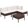 vidaXL Set Divani da Giardino 5 pz con Cuscini in Polyrattan Marrone