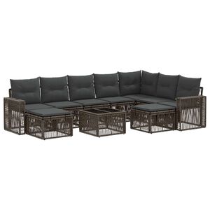 vidaXL Set Divano da Giardino 10 pz Grigio e Grigio Scuro polyrattan