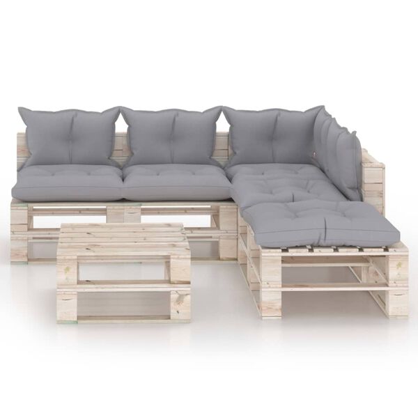 vidaXL Set Salotto Giardino su Pallet Cuscini 6 pz in Legno di Pino