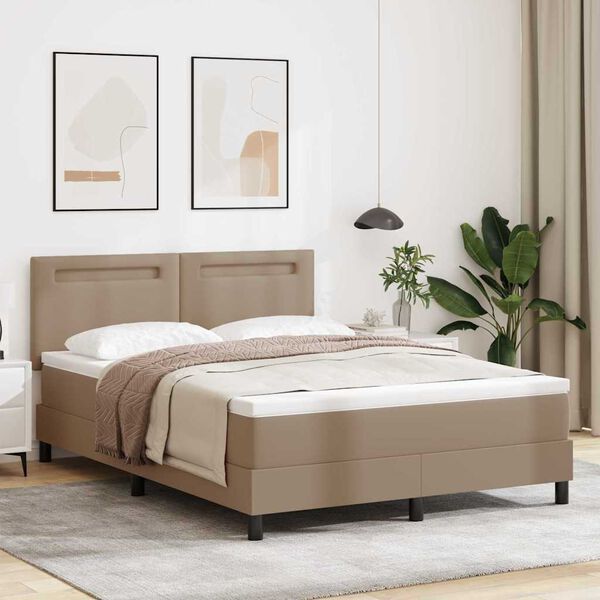 vidaXL Letto a molle Cappuccino 140 x 190 cm Pelle sintetica