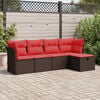 vidaXL Set Divano da Giardino 5 pz con Cuscini Marrone in Polyrattan