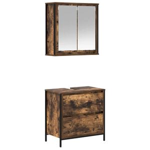 vidaXL Set Mobili da Bagno 2 pz Rovere Fumo in Legno Multistrato