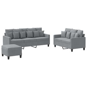 vidaXL Set di Divani 3 pz con Cuscini Grigio Chiaro in Tessuto