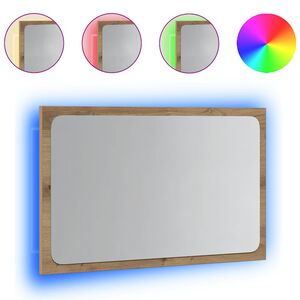 vidaXL Specchio da Bagno con Luci LED Rovere Artigianale 60x8,5x38 cm