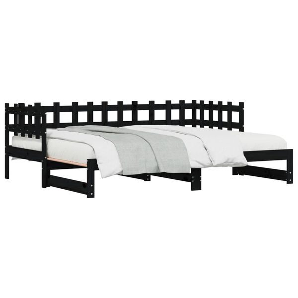 vidaXL Dormeuse Estraibile Nera 2x(80x200) cm Legno Massello di Pino