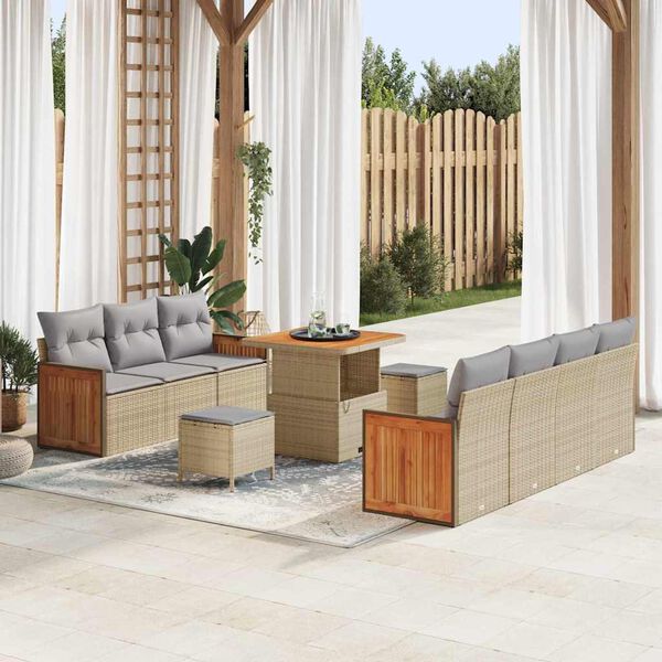 vidaXL Set Divano da Giardino 13 pcs Beige e Grigio Chiaro polyrattan