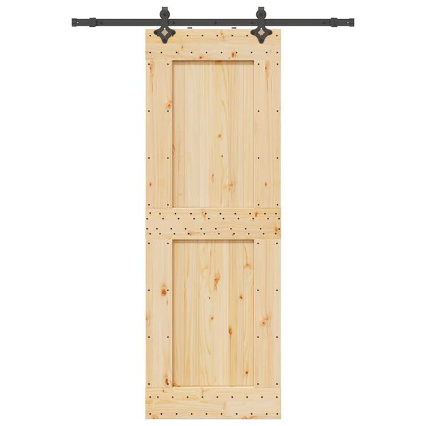 vidaXL Porta Scorrevole con Set Hardware 80x210 cm Legno Massello Pino