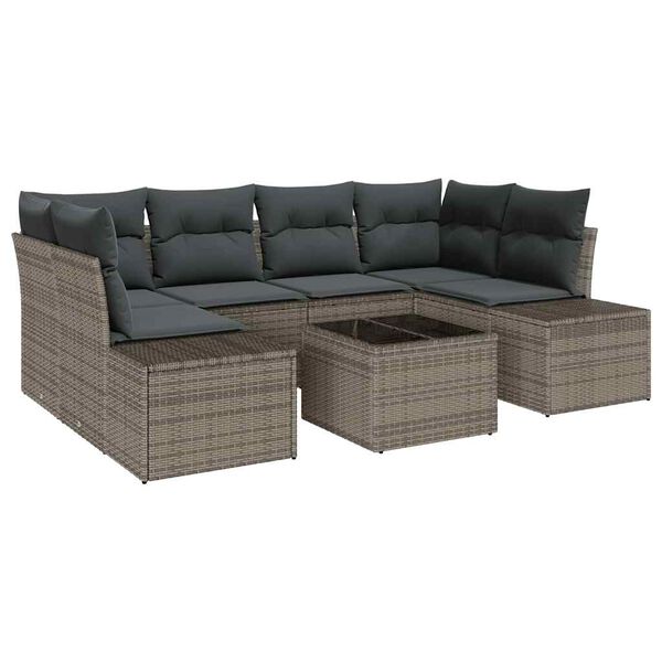 vidaXL Set Divano da Giardino con cuscino 8 pcs Grigio polyrattan
