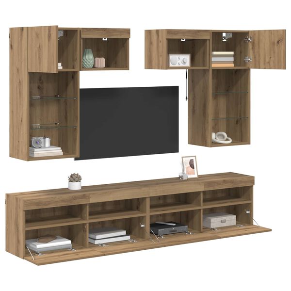 vidaXL Unit&agrave; per TV a Muro 6 pcs Legno vecchio 100 x 30 x 40 cm