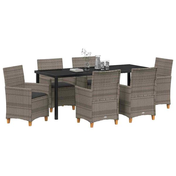 vidaXL Set da Pranzo per Giardino 7 pcs Grigio polyrattan