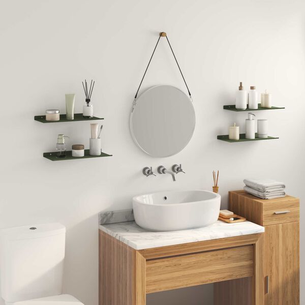 vidaXL Mensola sospesa 4 pcs Verde oliva 40 x 18 x 2,5 cm Acciaio