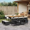 vidaXL Set da Pranzo da Giardino 11 pz con Cuscini in Polyrattan Nero