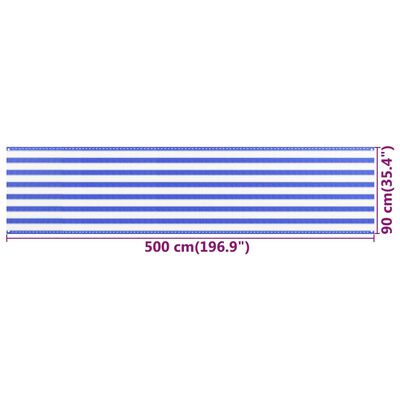 vidaXL Paravento da Balcone Blu e Bianco 90x500 cm in HDPE