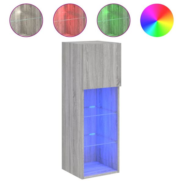 vidaXL Mobile TV con Luci LED Grigio Sonoma 30,5x30x90 cm