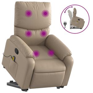 vidaXL Poltrona Alzapersone Massaggi Reclinabile Cappuccino Similpelle