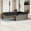 vidaXL Set Divano da Giardino 10 pz con Cuscini Grigio in Polyrattan