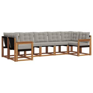 vidaXL Set di divani da esterno 7 pz Grigio Naturale e Chiaro