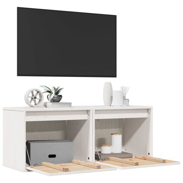 vidaXL Pensili Bianchi 2 pz 45x30x35 cm in Legno Massello di Pino