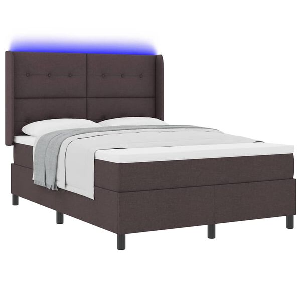 vidaXL Letto a Sorgente LED Marrone Scuro 140 x 200 cm Tessuto