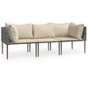 vidaXL Set Divani da Giardino 3 pz con Cuscini in Polyrattan Grigio