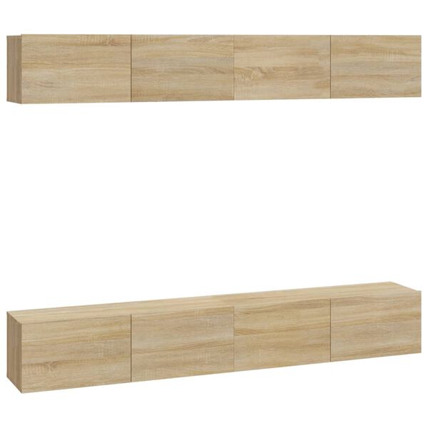 vidaXL Mobili Porta TV a Parete 4 pz Rovere Sonoma 100x30x30 cm