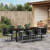 vidaXL Set da Pranzo per Giardino 9 pcs Nero Rattan in PE