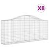 vidaXL Cesti Gabbioni ad Arco 8 pz 200x30x80/100 cm Ferro Zincato