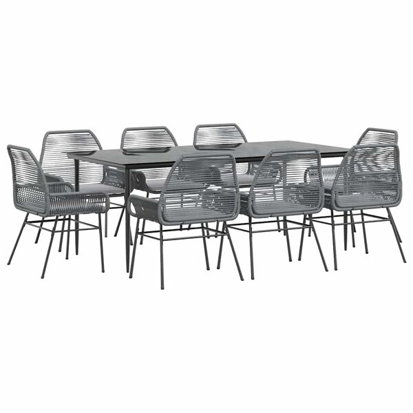 vidaXL Set da Pranzo da Giardino 9 pz con Cuscini Polyrattan Vetro