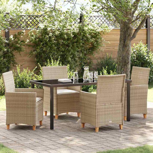 vidaXL Set da Pranzo per Giardino 5 pcs Beige polyrattan
