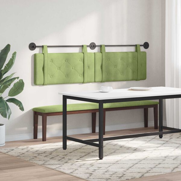 vidaXL Testata appesa Verde chiaro 170 x 55 x 5 cm Velluto