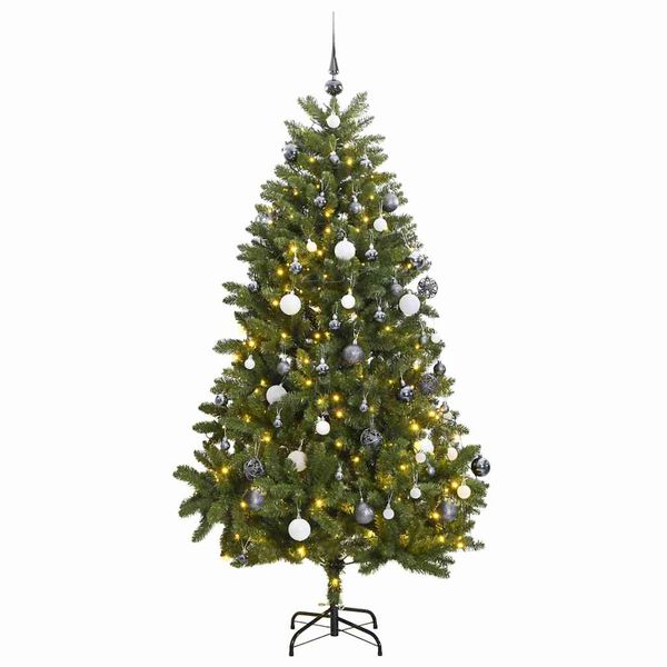 vidaXL Albero Natale Incernierato con 300 LED e Palline 300 cm