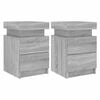 vidaXL Comodini con Luci LED 2pz Grigio Sonoma 35x39x55 cm