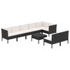 vidaXL Set Divani da Giardino 9 pz con Cuscini in Polyrattan Nero
