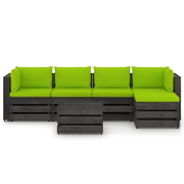 vidaXL Set Divani da Giardino con Cuscini 6 pz Legno Impregnato Grigio